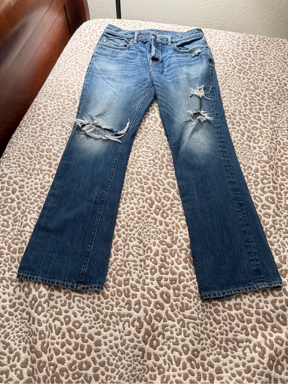 Abercrombie & Fitch Distressed Blue Flare Jeans